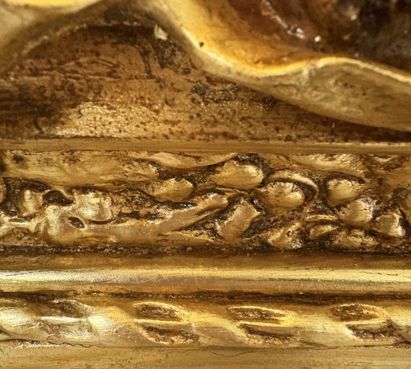 Outstanding Quality Antique Edwardian Carved Gilded Frame Wall Mirror - Image 4